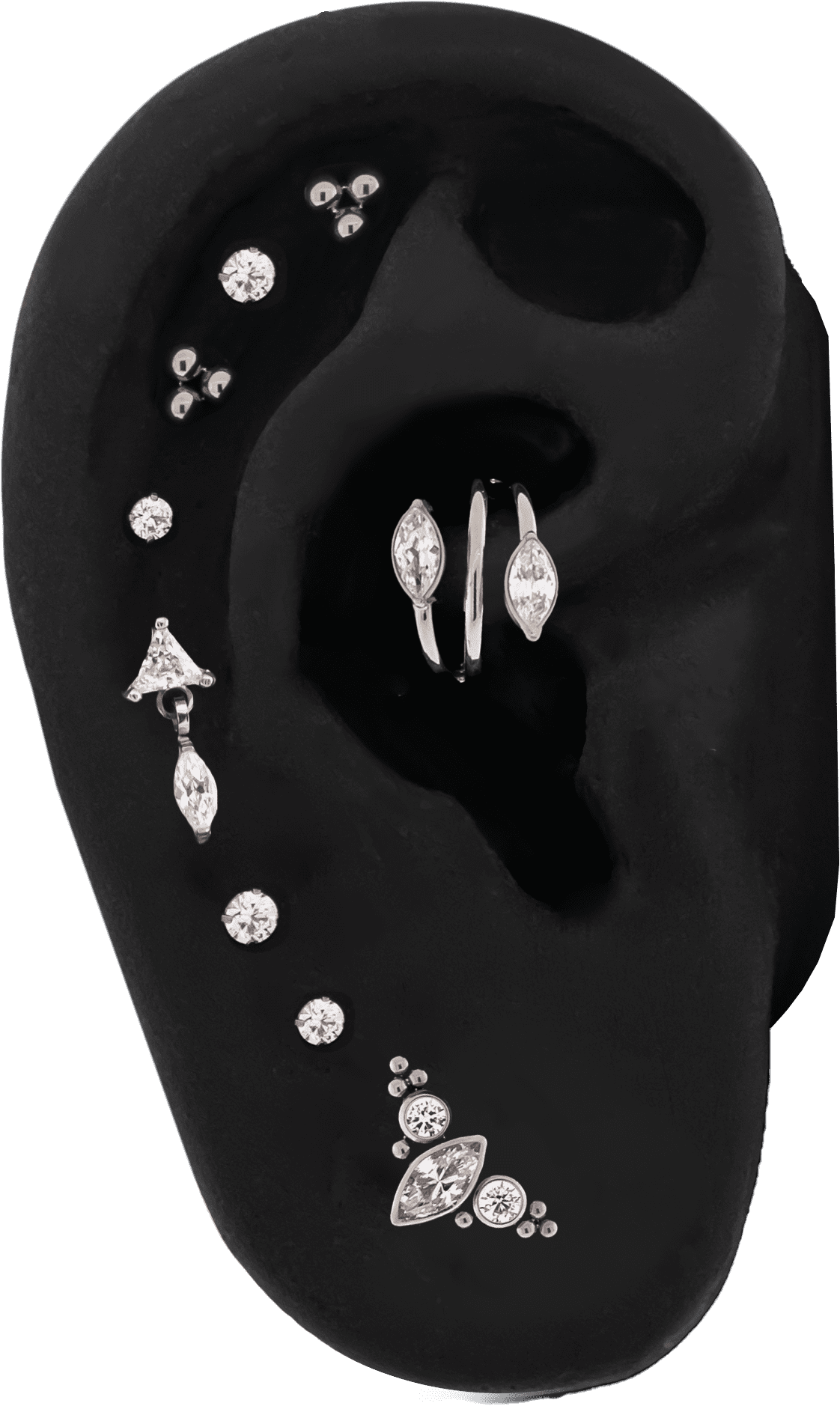 Nesri Ear Curation Complete With Titanium Threadless Ends And Hinged Ring.