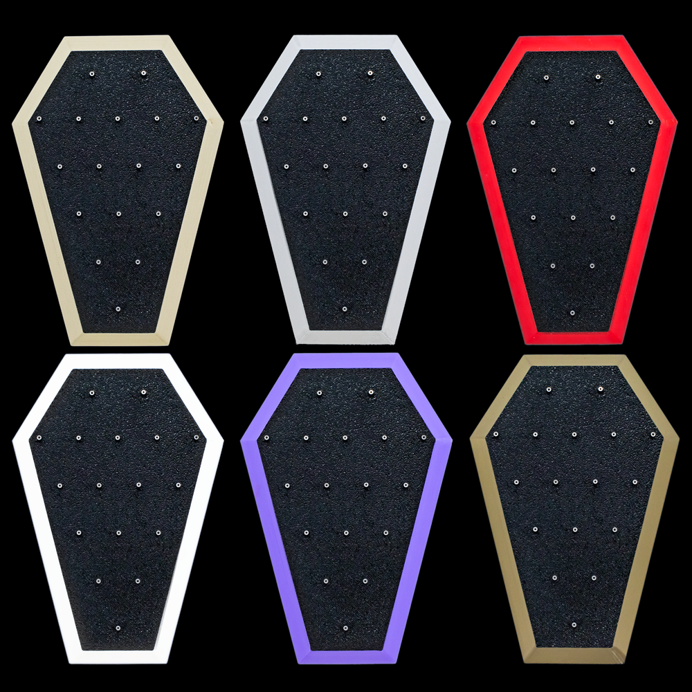 Coffin End Display w/ Colored Trim – Holds 17 Threadless Ends - Khrysos Jewelry