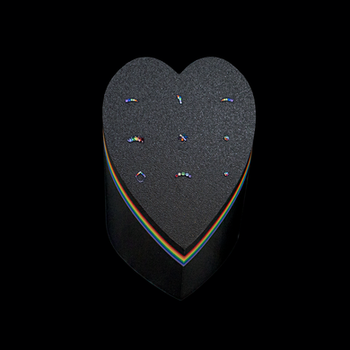 9 Post Rainbow Heart Display w/ Threadless Ends - Khrysos Jewelry