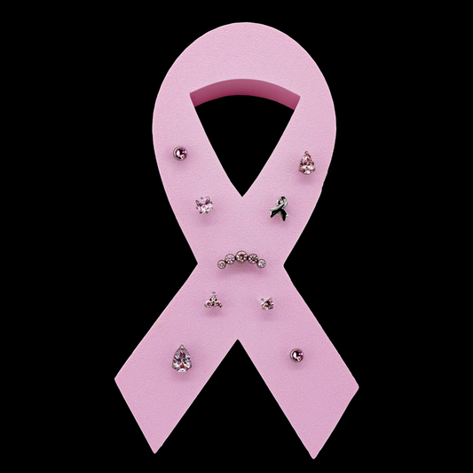 Pink Ribbon Display w/ Titanium Threadless Ends - Khrysos Jewelry