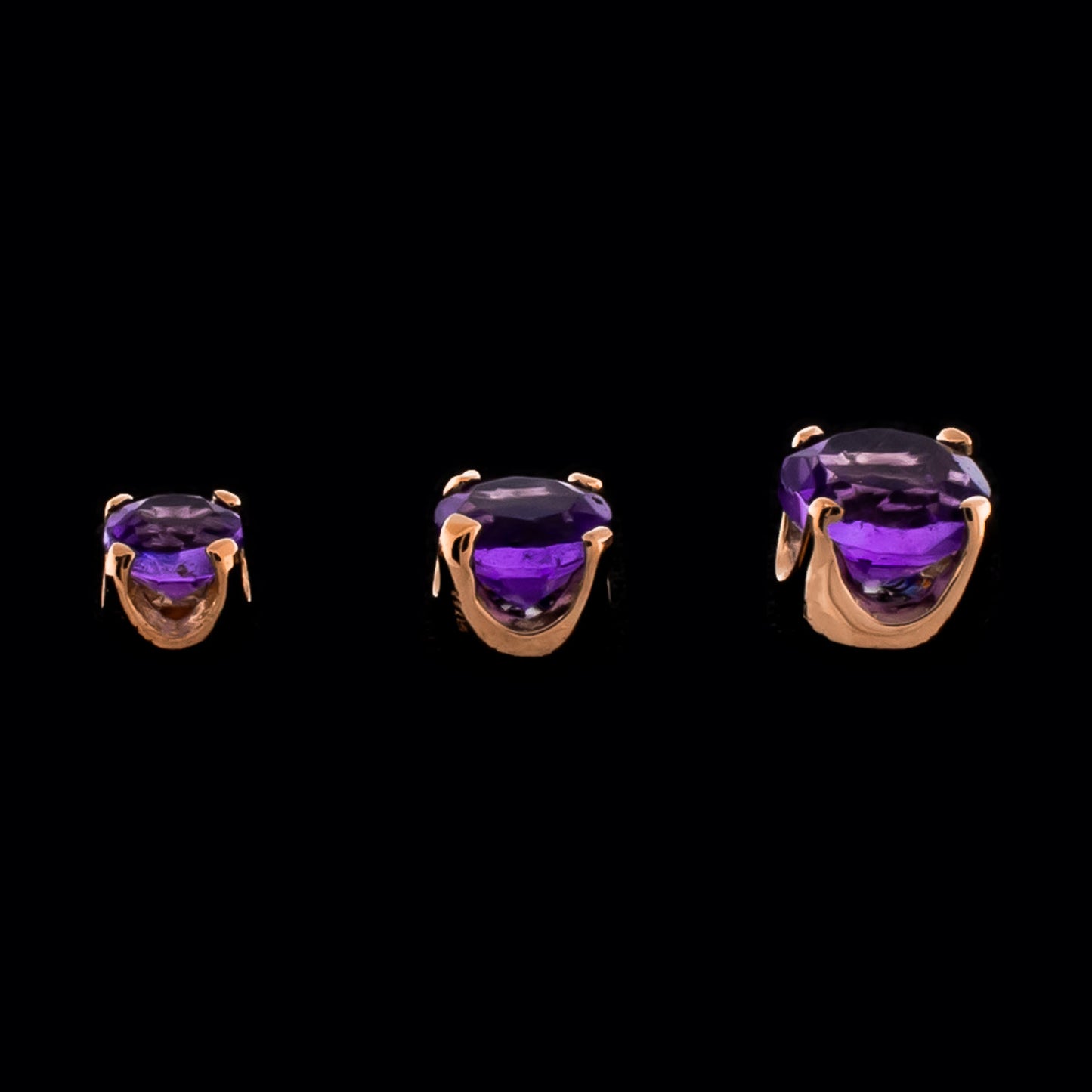 Zarela- 14Kt Gold Threadless Genuine Dark Amethyst Ends - Khrysos Jewelry