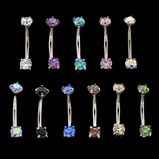 16G Prong Set Premium Zirconia Curve - Khrysos Jewelry