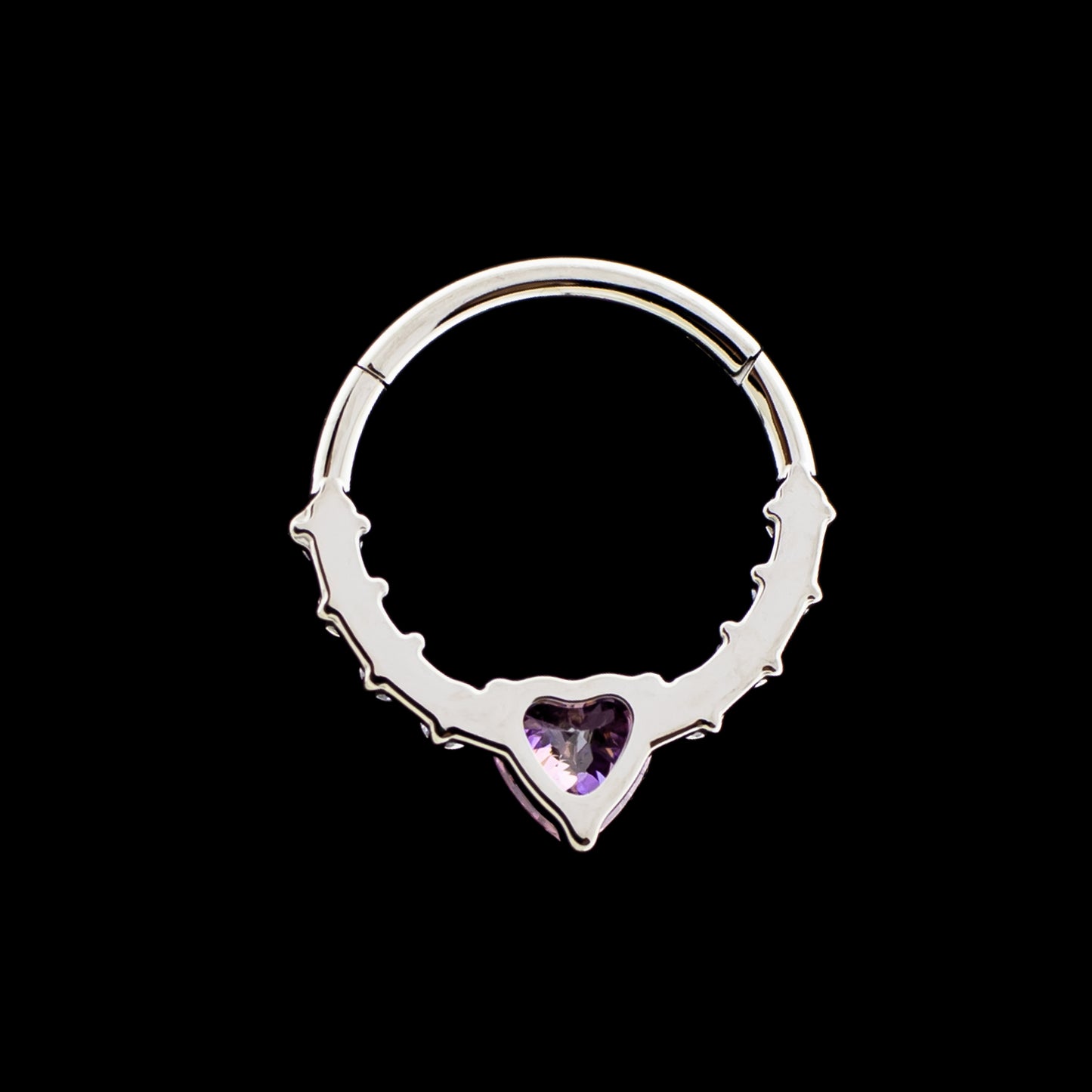 Lilou- Titanium Hinged Ring w/ Heart Gem - Khrysos Jewelry