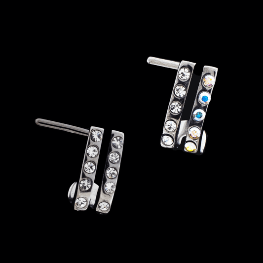 Double Nose Curve With Double Rows Of Crystals - Khrysos Jewelry