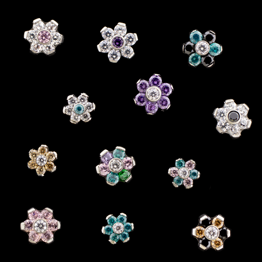 16G/ 18G Anka - Internally Threaded Gem Flower - Khrysos Jewelry