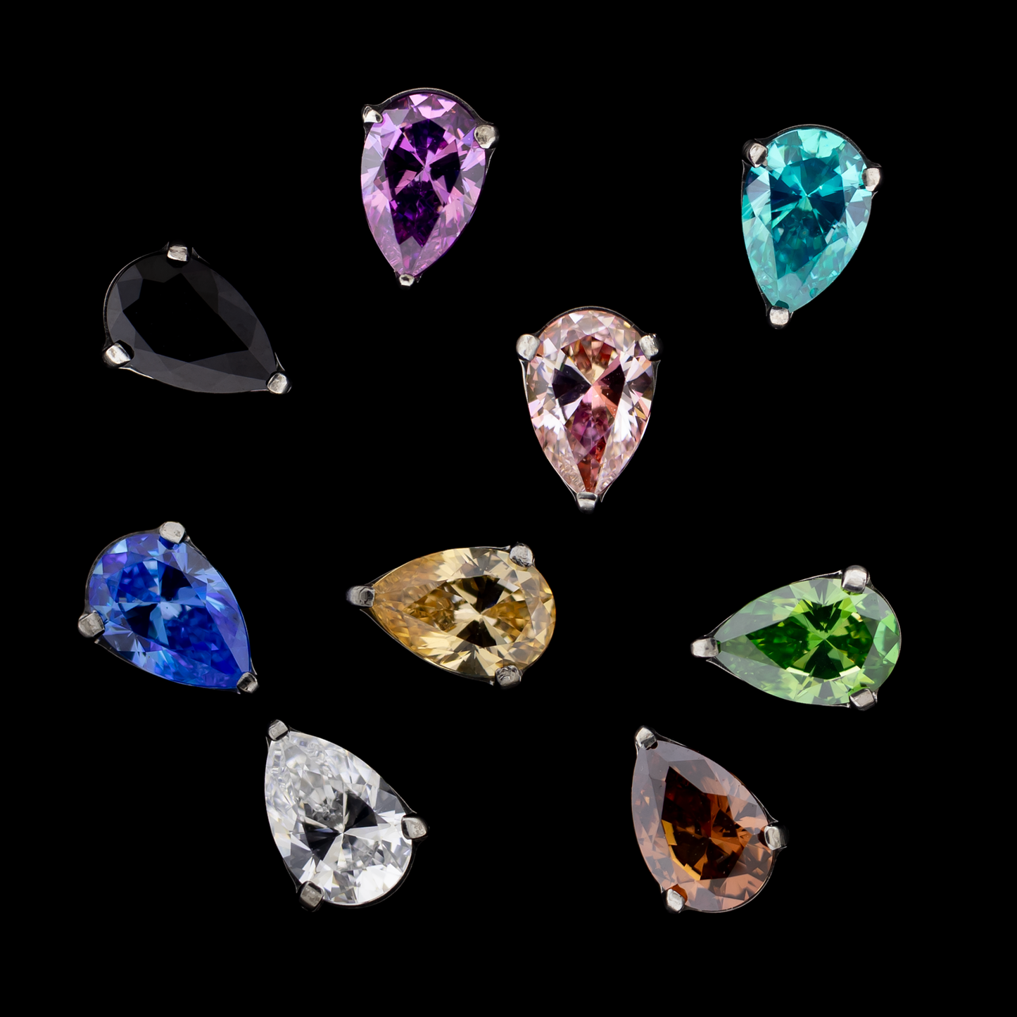 Pyrus- Pear Shaped Premium Zirconia Threadless End - Khrysos Jewelry