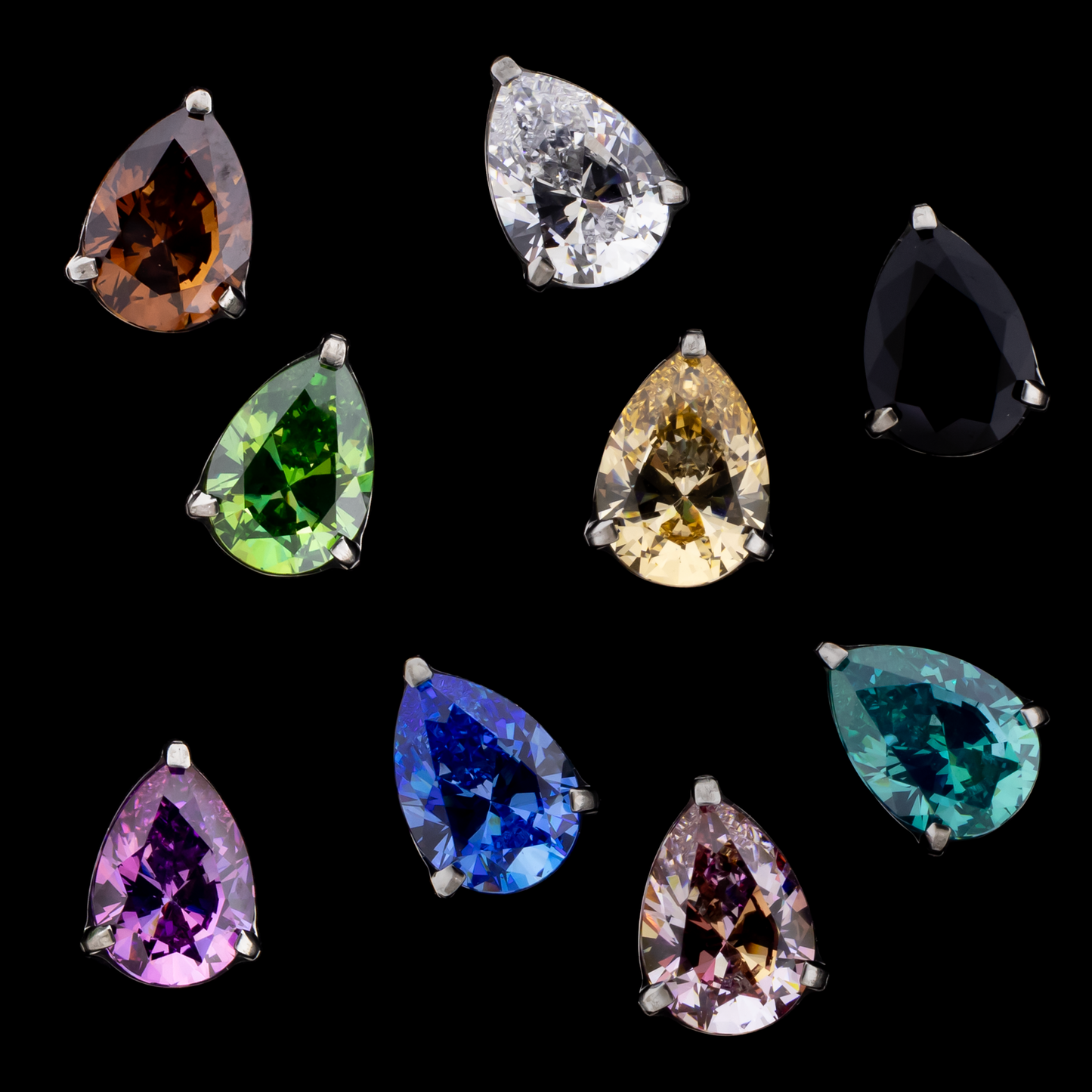 Pyrus- Pear Shaped Premium Zirconia Threadless End - Khrysos Jewelry