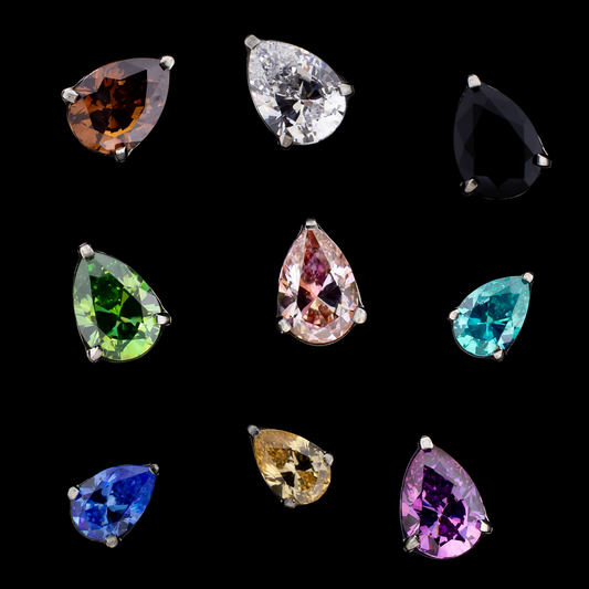 Pyrus- Pear Shaped Premium Zirconia Threadless End - Khrysos Jewelry