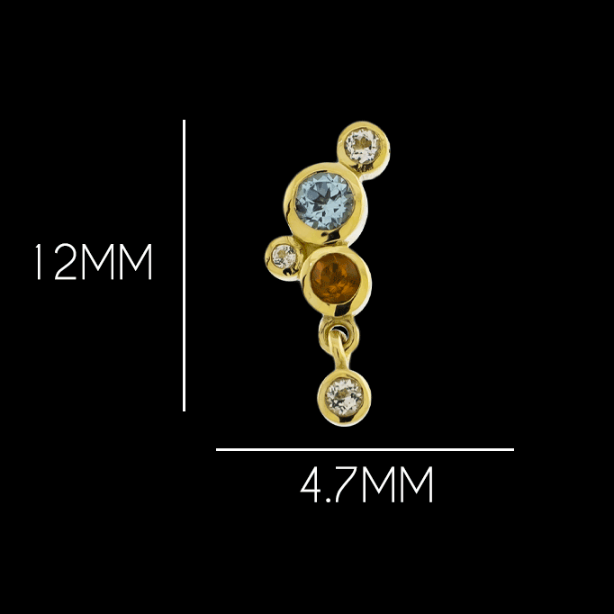 Nevaeh Dangle - 18KT Gold Threadless End - Khrysos Jewelry