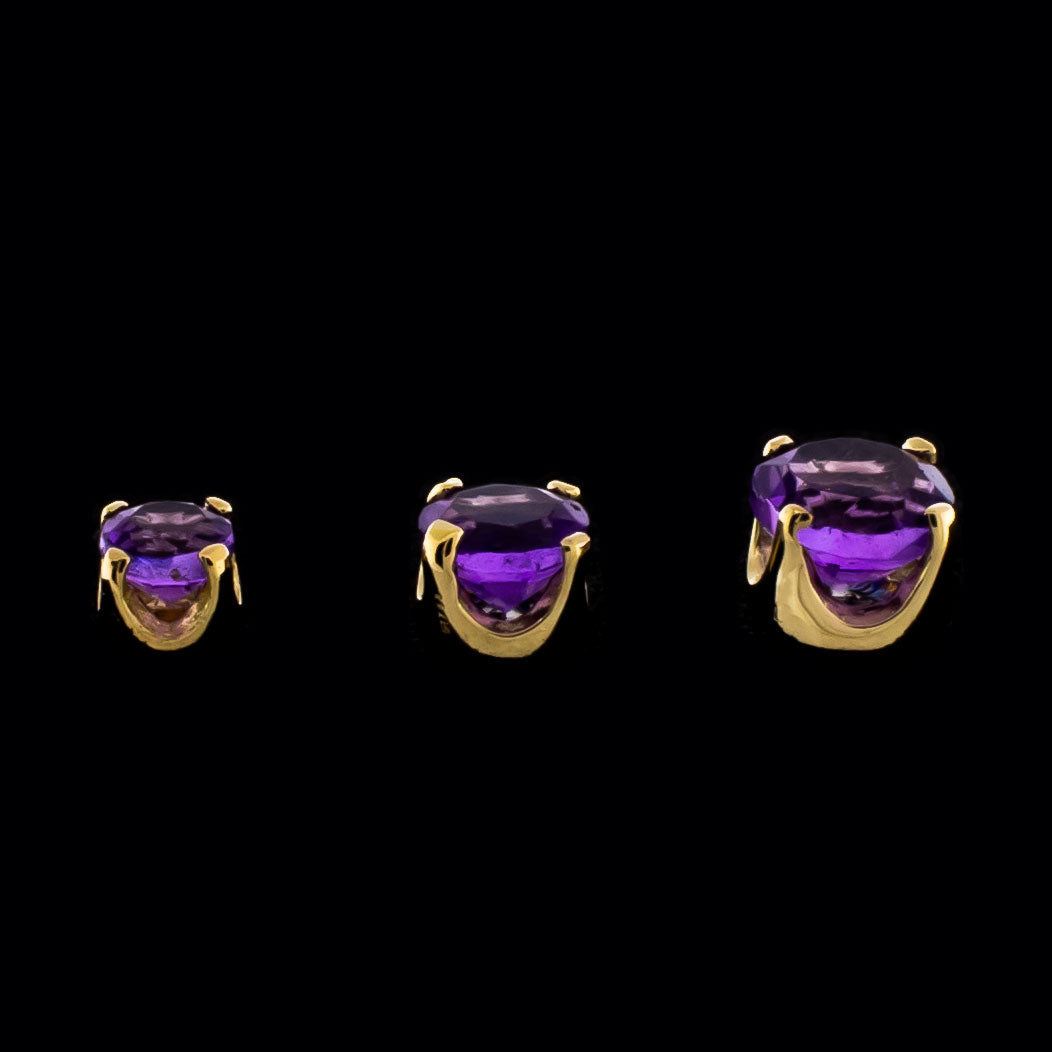 Zarela- 14Kt Gold Threadless Genuine Dark Amethyst Ends - Khrysos Jewelry