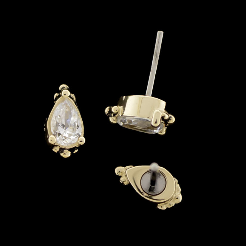 Solena - 14KT Gold Threadless End - Khrysos Jewelry