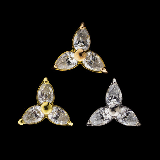 Nyah - 18KT Gold Threadless End - Khrysos Jewelry