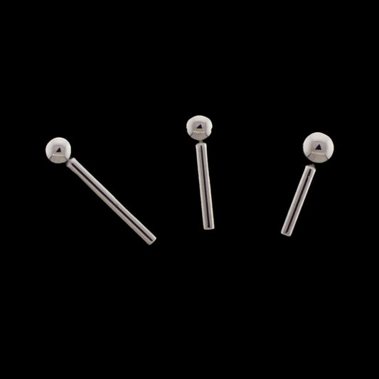 18G Titanium Straight Barbell Post w/ Fixed Ball (Internal) - Khrysos Jewelry