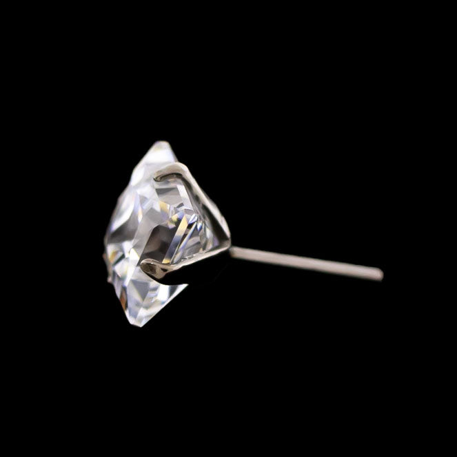 Prong Set Square Cut Premium Zirconia Threadless End - Khrysos Jewelry