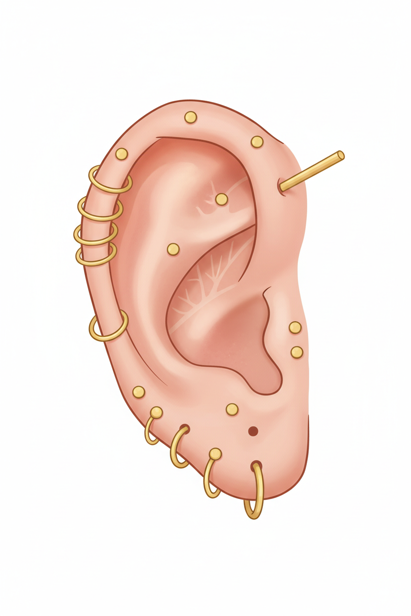 Ear Piercing Chart 2026: Every Type, Name and Placement