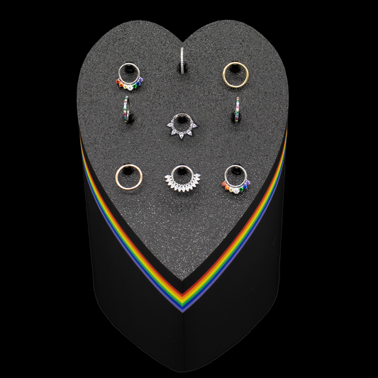 Pride Heart 9 Clip Tower Display with Jewelry - Khrysos Jewelry