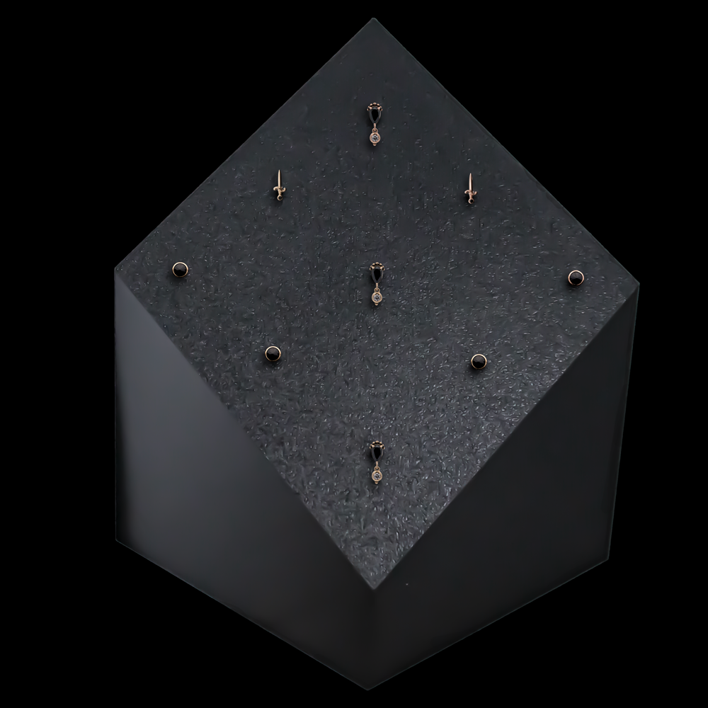 9-Post Display w/ 14kt Gold Threadless Ends - Khrysos Jewelry