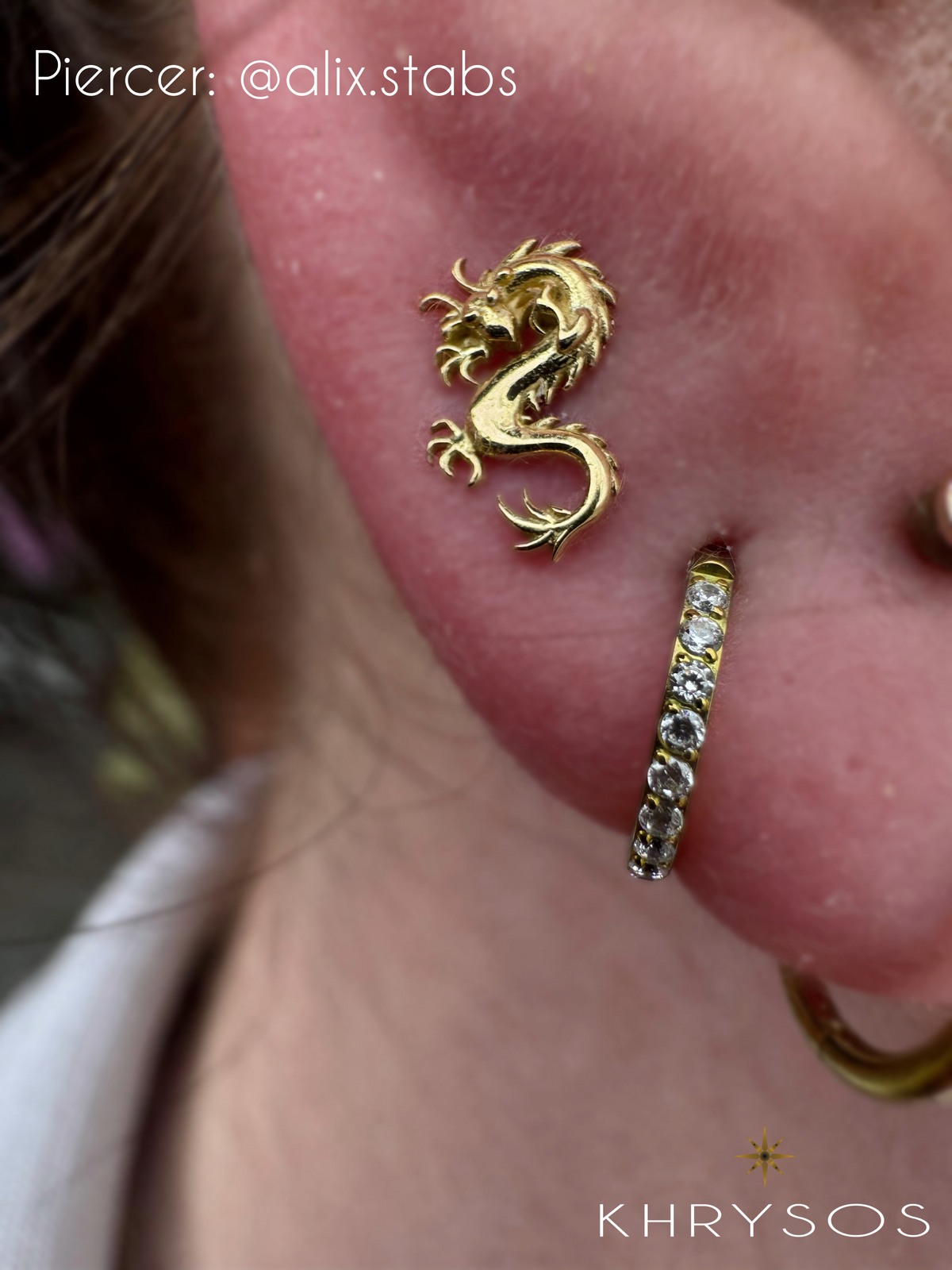 Draco - 14kt Gold Threadless End - Khrysos Jewelry