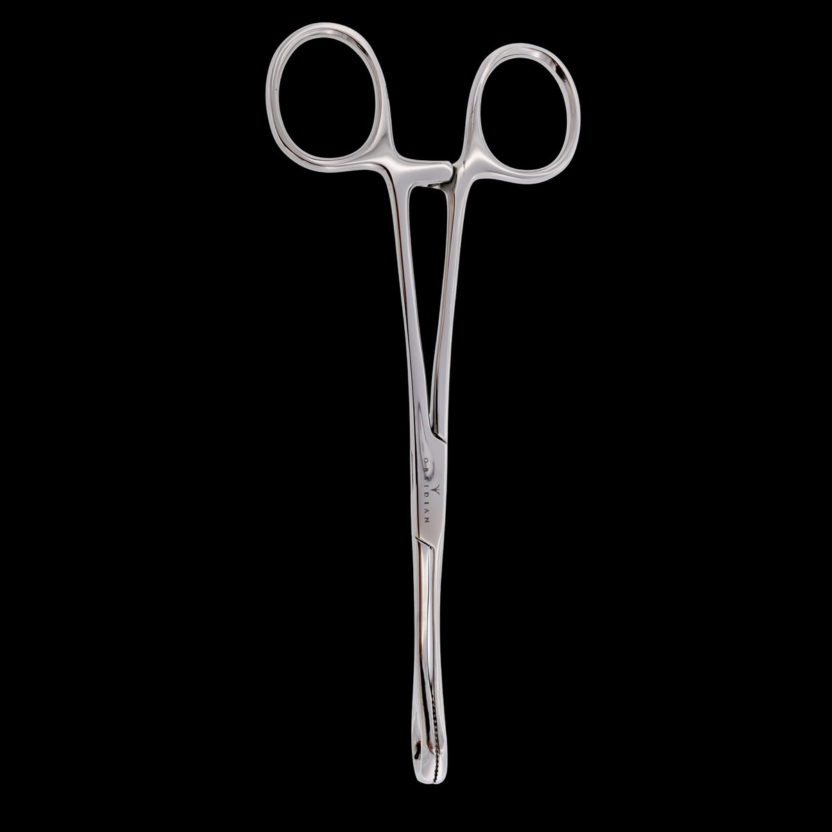 Obsidian Needle Non-Slotted Sponge Forceps with Ratchet - Khrysos Jewelry