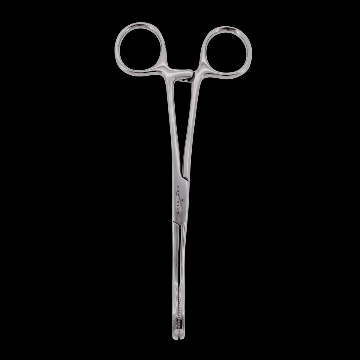 Obsidian Needle Non-Slotted Sponge Forceps with Ratchet - Khrysos Jewelry