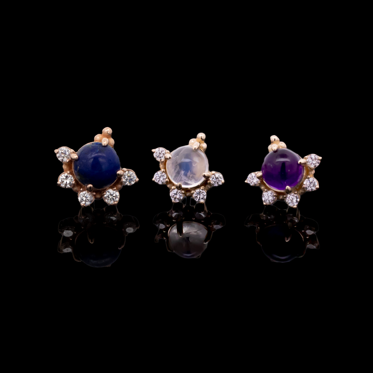 Lunara - 14kt Gold Threadless End - Khrysos Jewelry