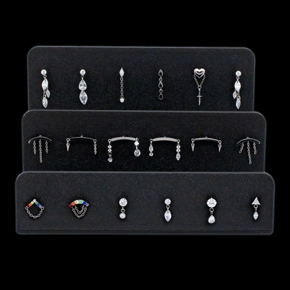Set of 3 L-Bend Jewelry Displays - Post for Threadless Ends - Khrysos Jewelry