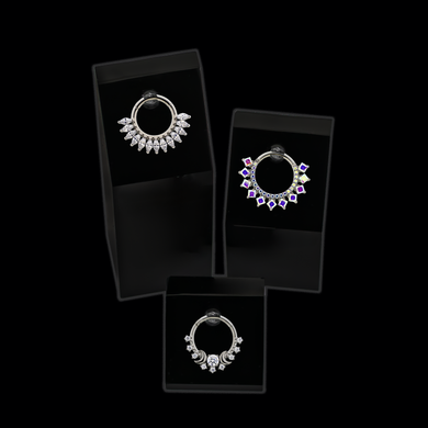 3 Piece Tower Display Set w/ Titanium Hinged Rings - Khrysos Jewelry