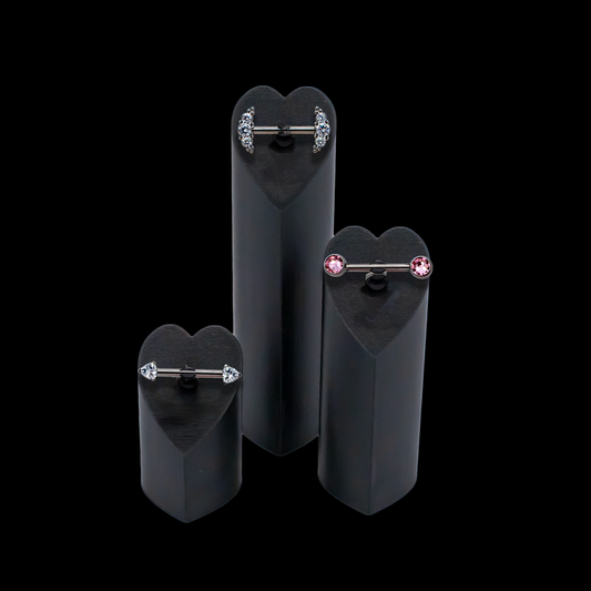 3 Piece Heart Tower Clip Display Set w/ Titanium Barbells - Khrysos Jewelry