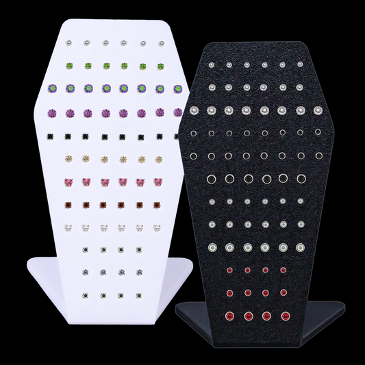 Coffin Earring Display w/ Titanium Earring Studs - Khrysos Jewelry