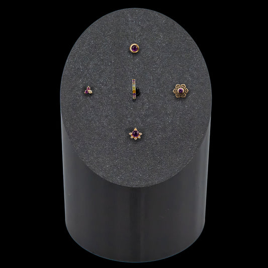 Cylinder 5 Piece Tower w/ Solid Gold Genuine Gemstone Jewelry - Khrysos Jewelry