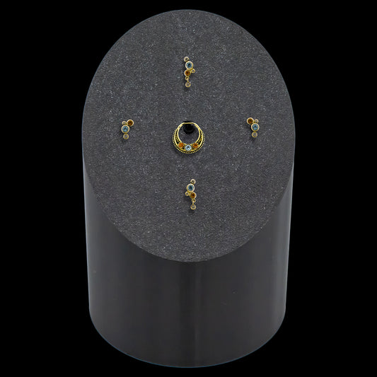 Cylinder 5 Piece Tower w/ Solid 18kt Gold Genuine Gemstone Jewelry - Khrysos Jewelry