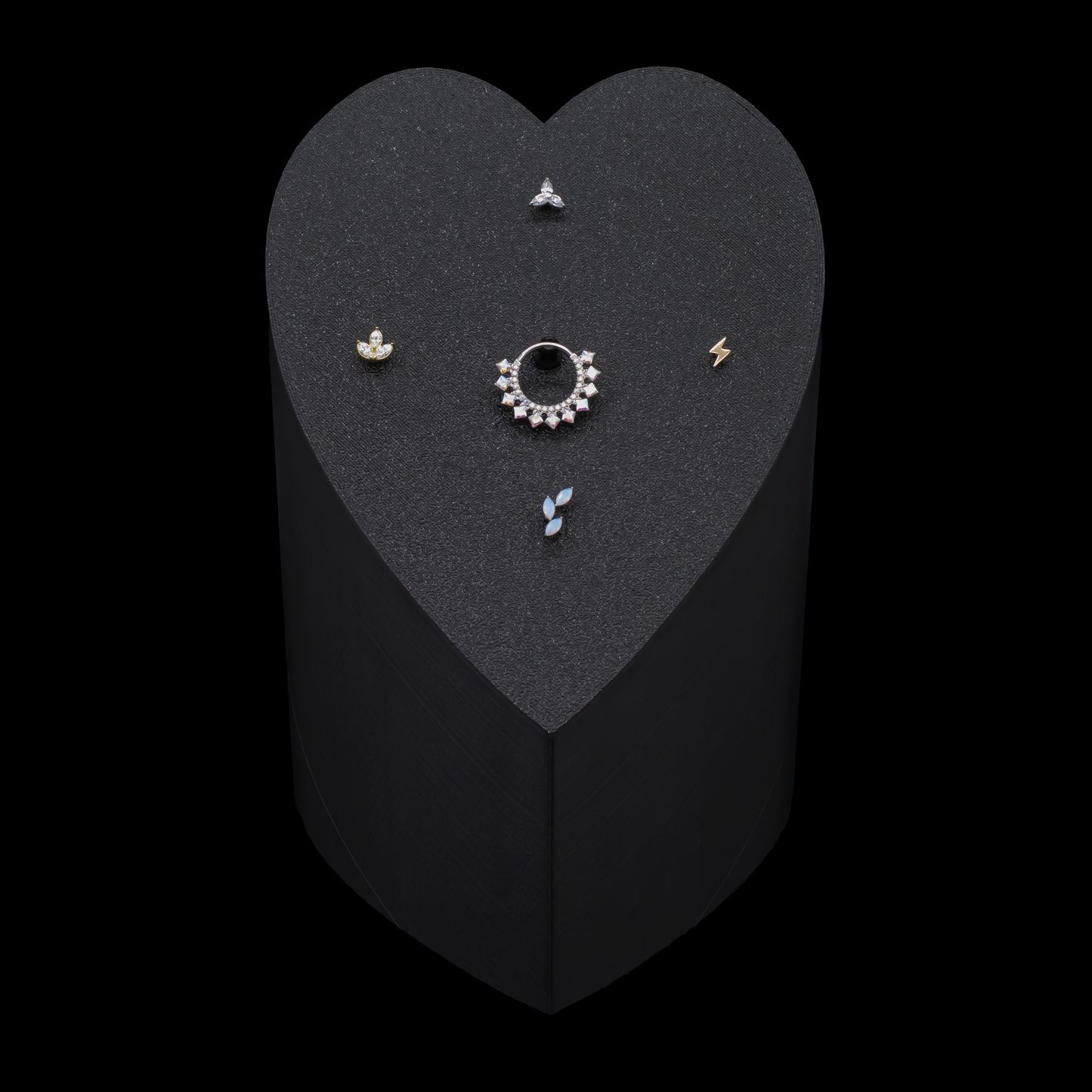 Heart Tower Internally Threaded Jewelry Display – 5 Piece - Khrysos Jewelry