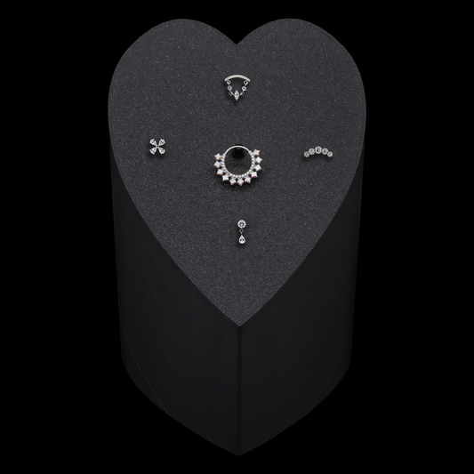 Heart 5 Piece Tower w/ Titanium Ring & Ends - Khrysos Jewelry