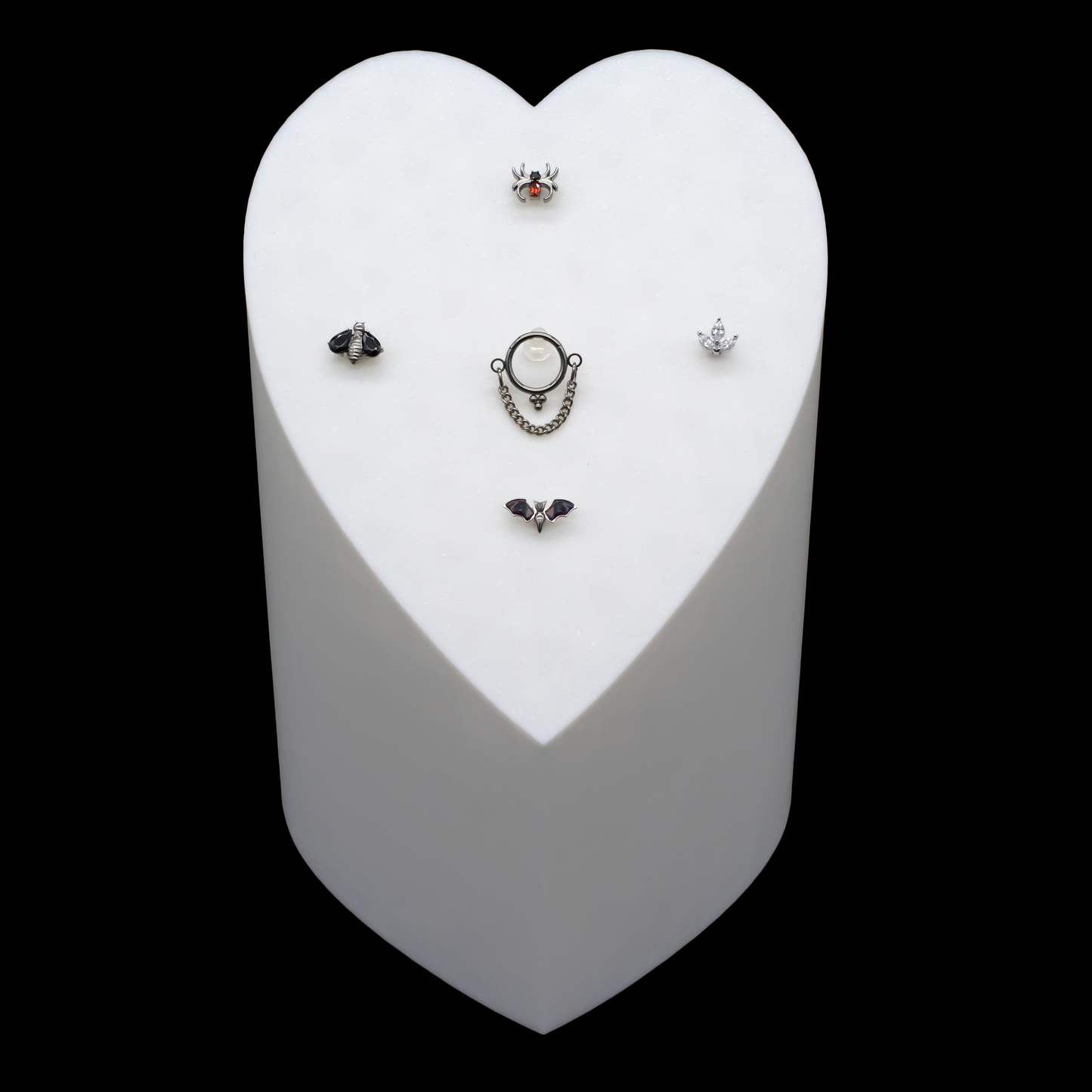 Heart Tower Internally Threaded Jewelry Display – 5 Piece - Khrysos Jewelry