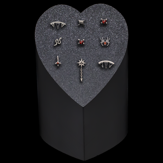 9 Post Heart Display w/ Threadless Ends - Khrysos Jewelry