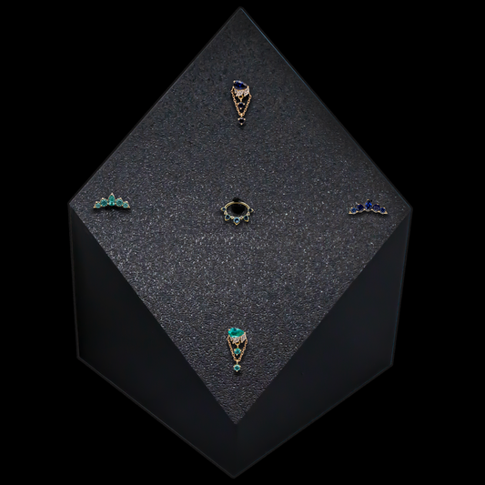 Block 5 Pc Tower w/ 18kt Gold Colored Gemstones - Khrysos Jewelry