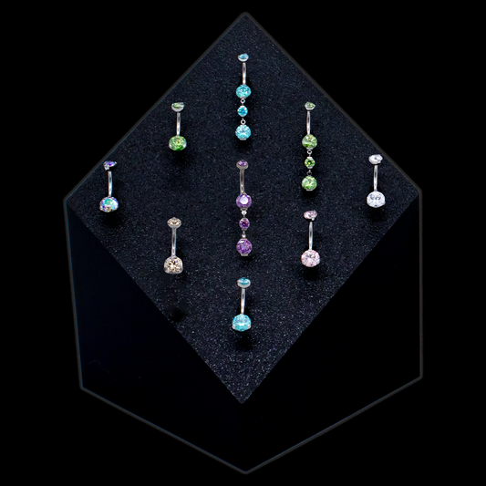 Block Tower Clip Display w/ Prong Set Navel Jewelry