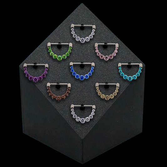 Block Tower Clip Display w/ Premium Zirconia Nipple Clickers - Khrysos Jewelry