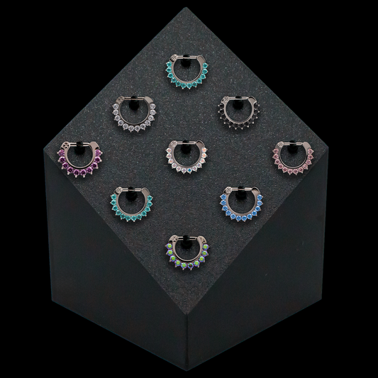 Block Tower Clip Display w/ Premium Zirconia Clickers - Khrysos Jewelry