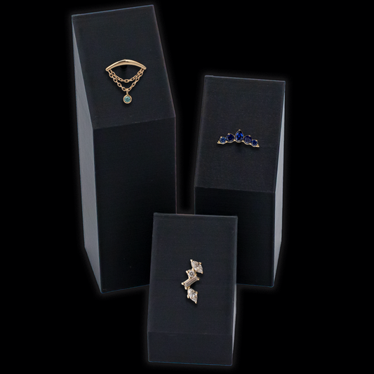 3 Piece Tower Display Set w/ 18kt Gold Gemstone Ends - Khrysos Jewelry
