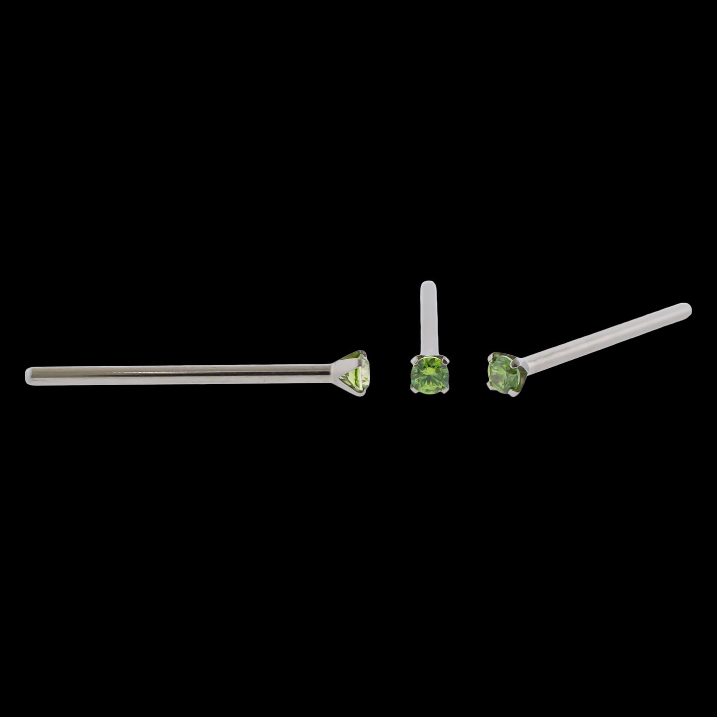 Unbent Nostril Screw/ Pins with Prong Set Premium Zirconia - Khrysos Jewelry
