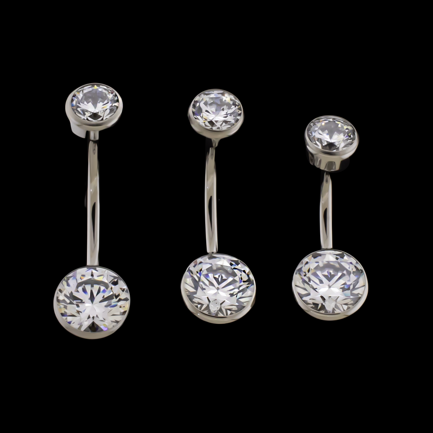 14G Titanium Internally Threaded Flat Set Double Gem - Khrysos Jewelry