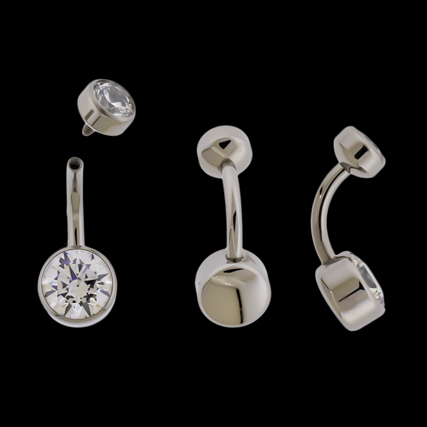 14G Titanium Internally Threaded Flat Set Double Gem - Khrysos Jewelry