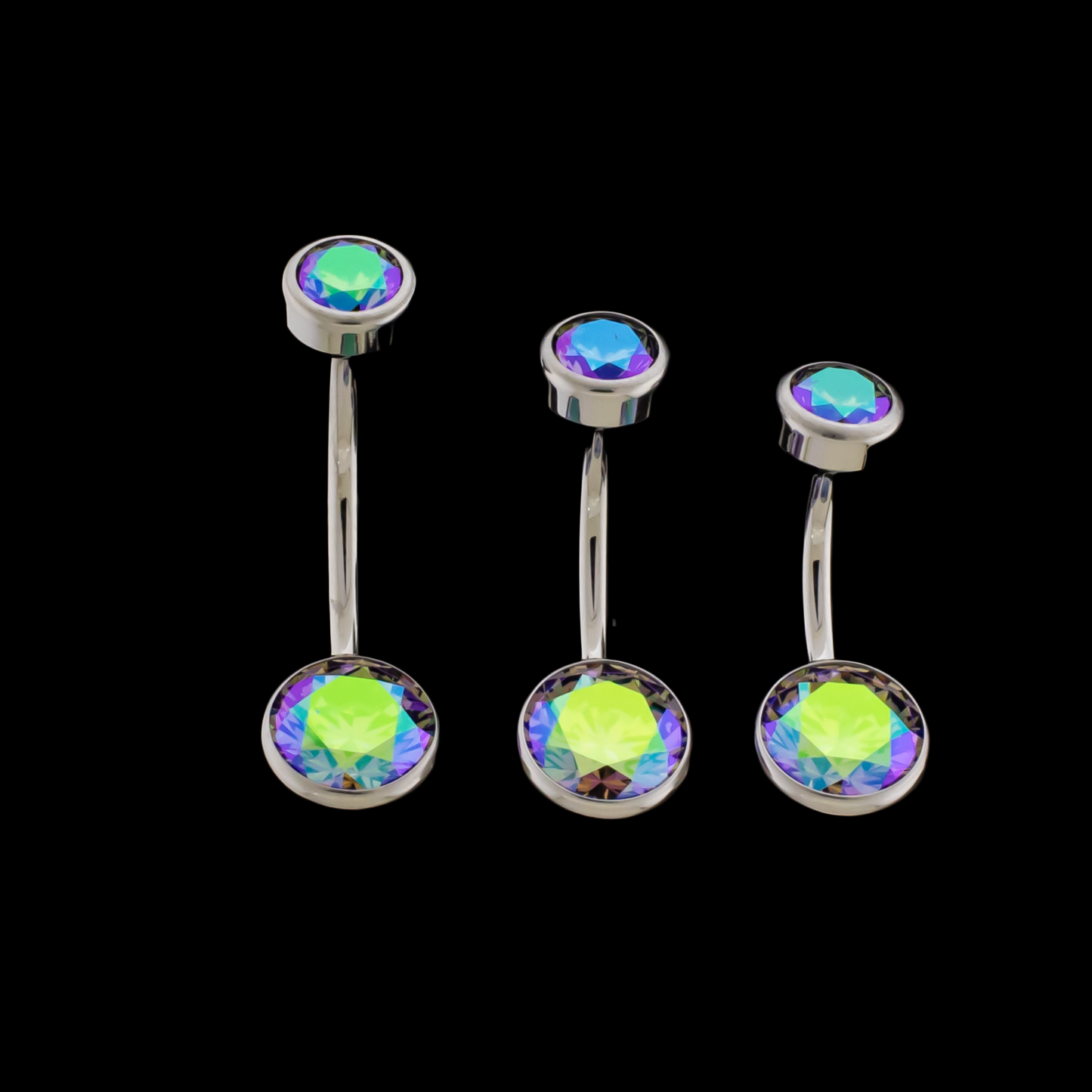 14G Titanium Internally Threaded Flat Set Double Gem - Khrysos Jewelry