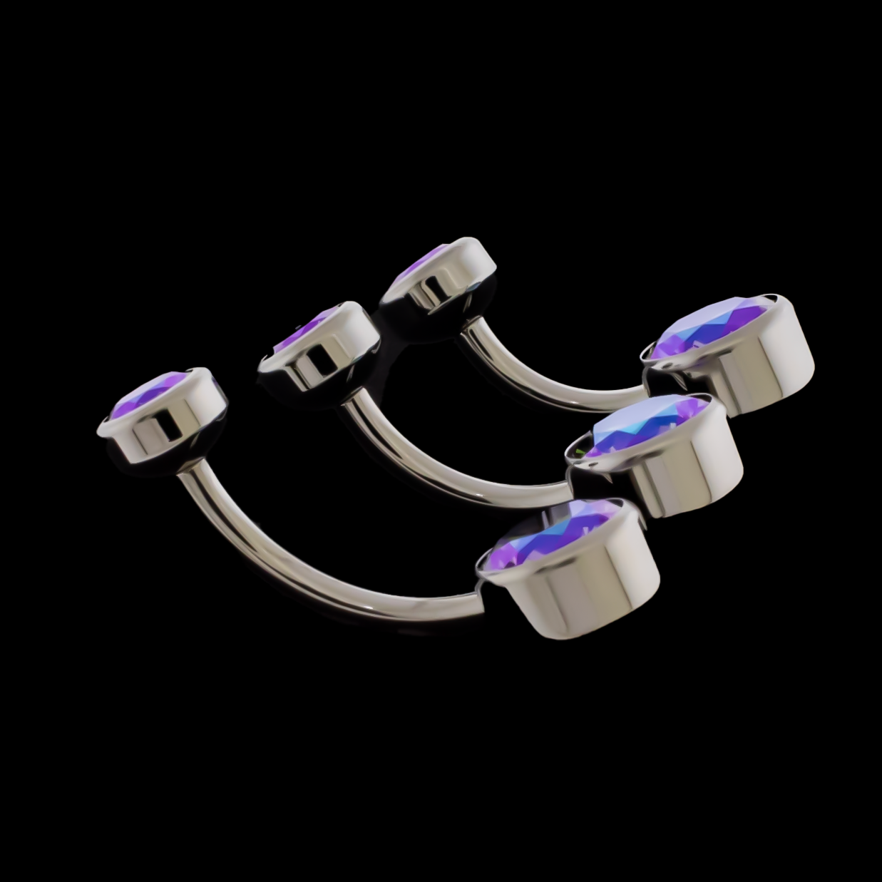 14G Titanium Internally Threaded Flat Set Double Gem - Khrysos Jewelry