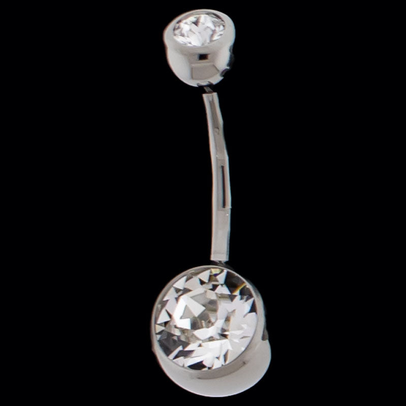 Elodie – Titanium Double Crystal Navel Ring - Khrysos Jewelry