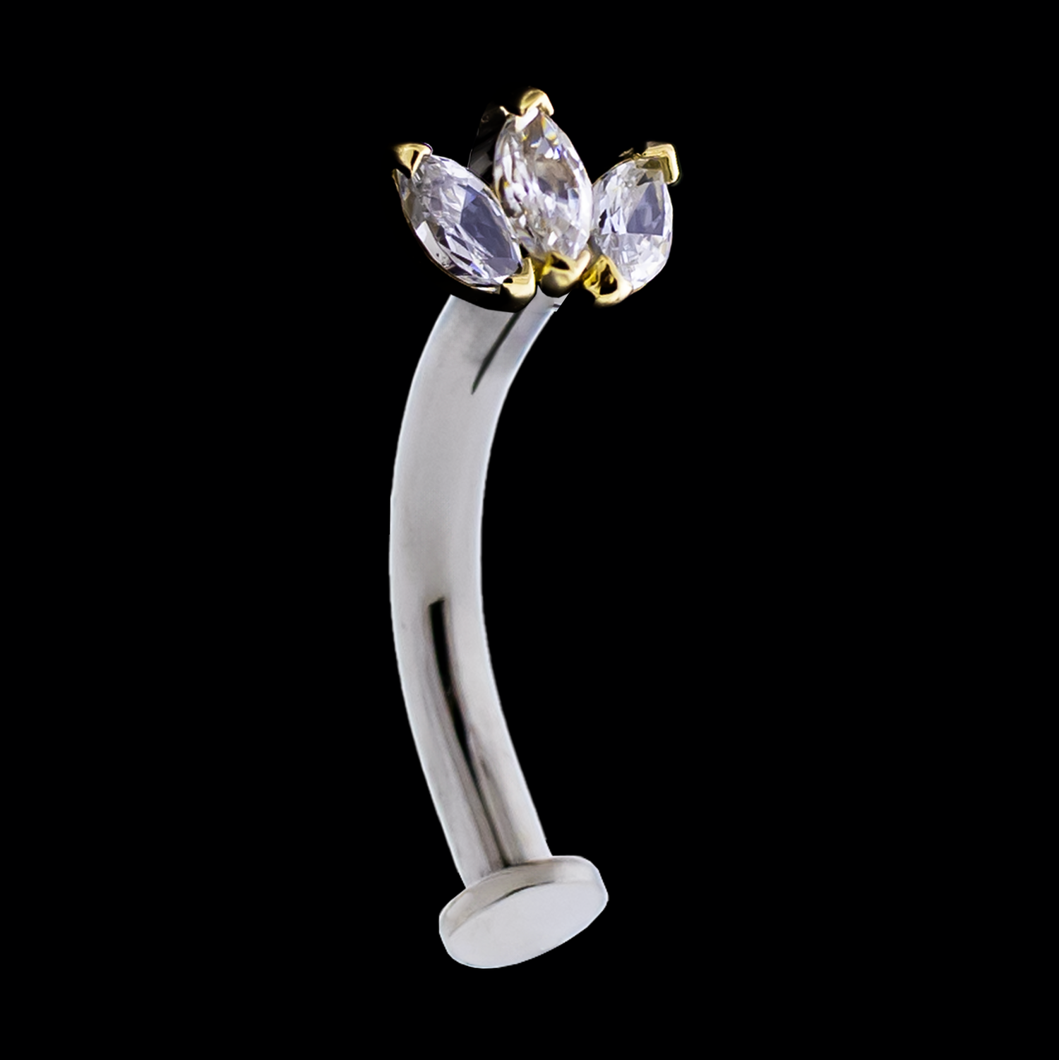 14kt Gold Threadless Trinity Floating Navel - Khrysos Jewelry