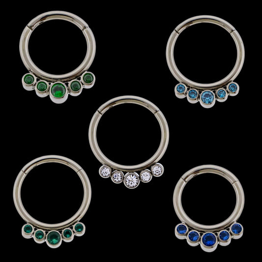Imperia - 16G Five Gem Titanium Hinged Ring - Khrysos Jewelry