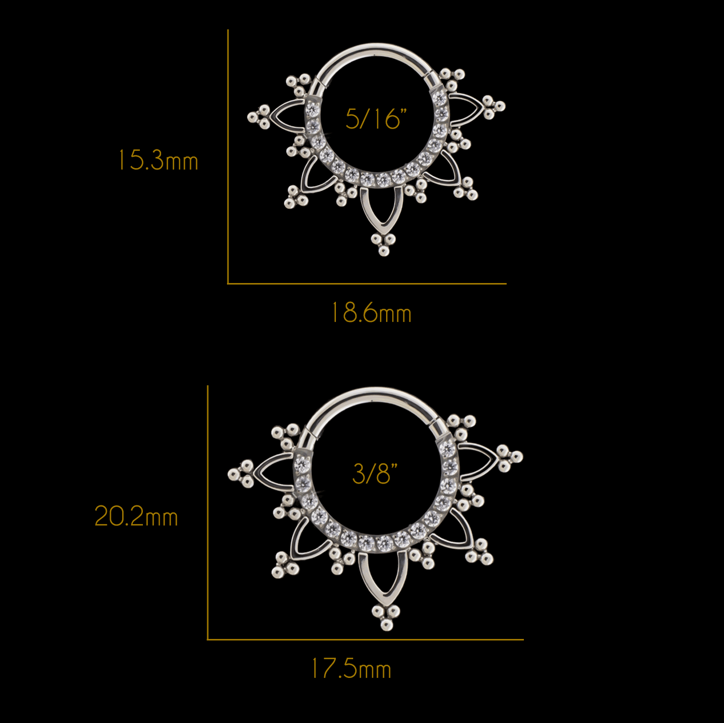 Evangeline - 16G Titanium Hinged Ring - Khrysos Jewelry