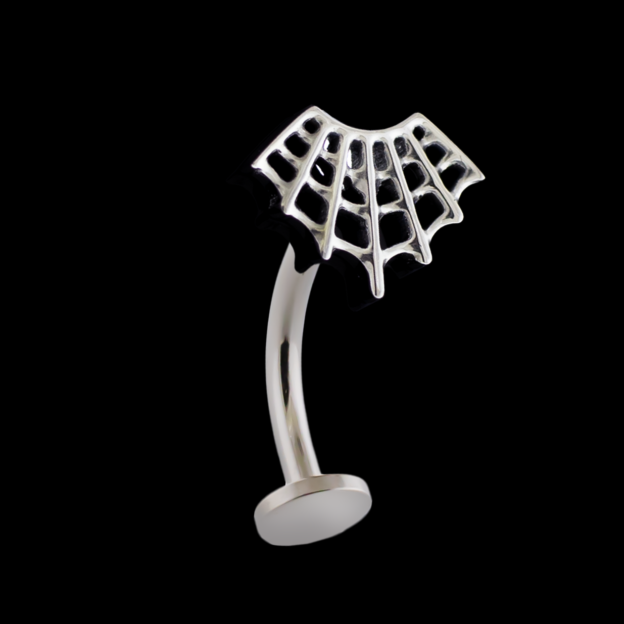 16G Titanium Curved Barbell w/ Spooky End - Khrysos Jewelry